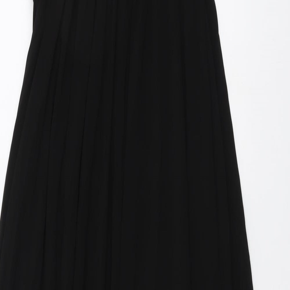 Coast Womens Black Polyester Ball Gown Size 12 V-Neck Zip