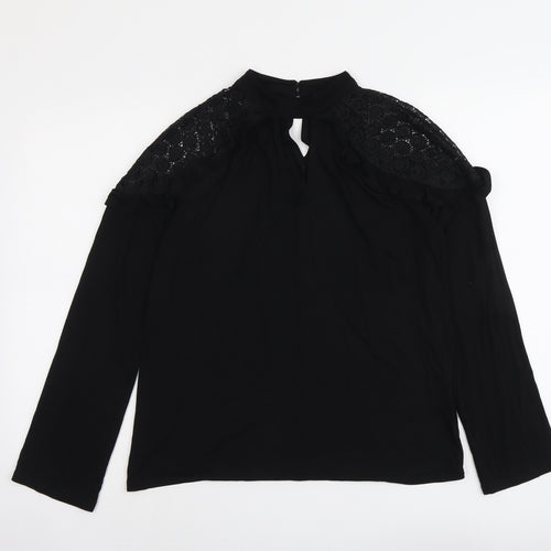 V By Very Womens Black Viscose Basic Blouse Size 10 Round Neck
