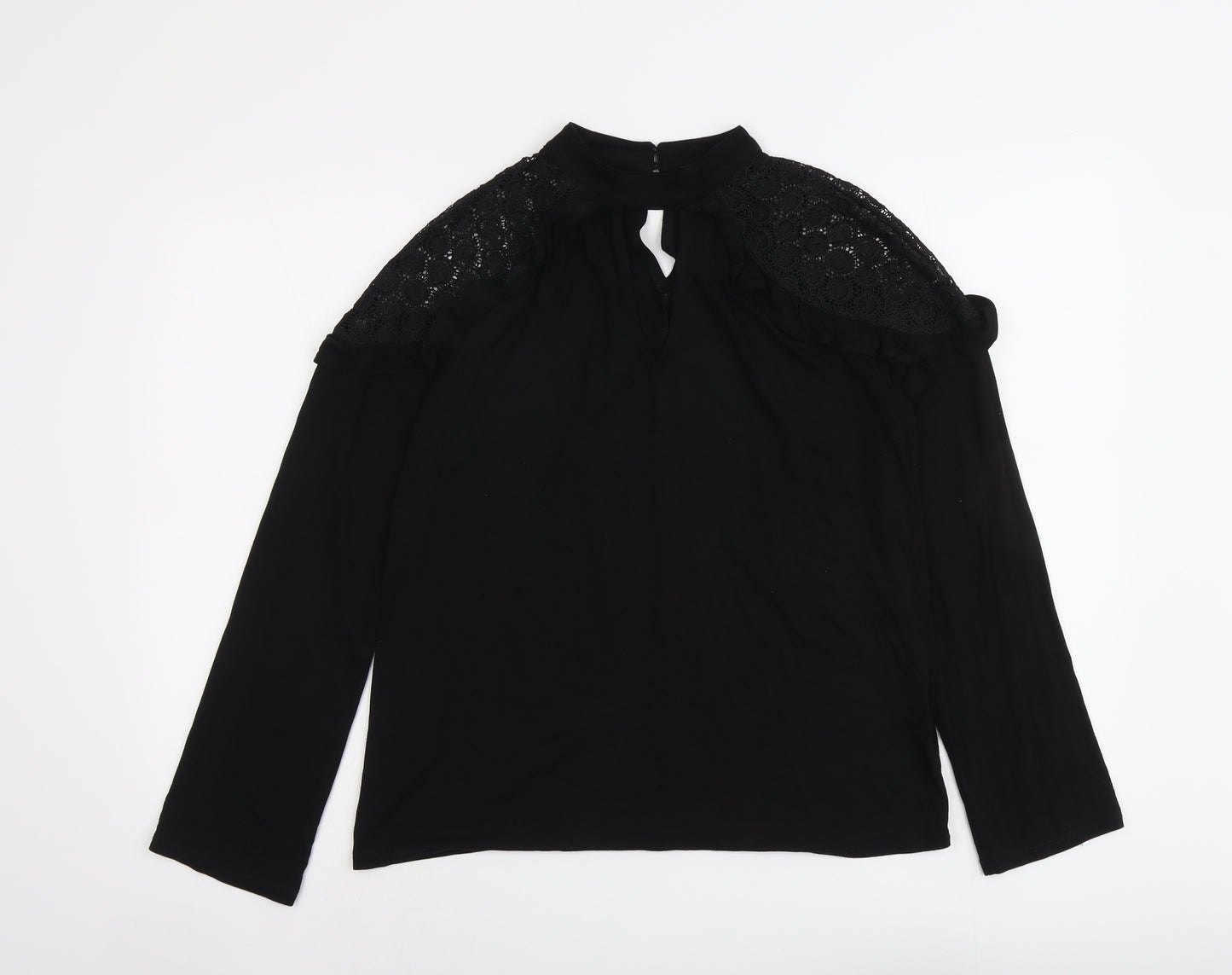 V By Very Womens Black Viscose Basic Blouse Size 10 Round Neck