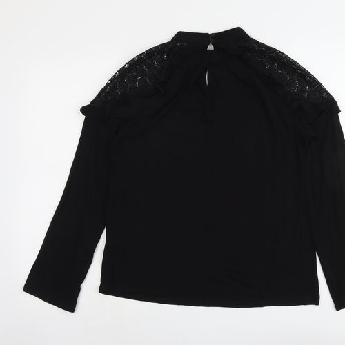 V By Very Womens Black Viscose Basic Blouse Size 10 Round Neck