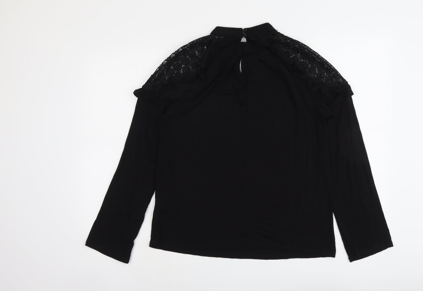 V By Very Womens Black Viscose Basic Blouse Size 10 Round Neck