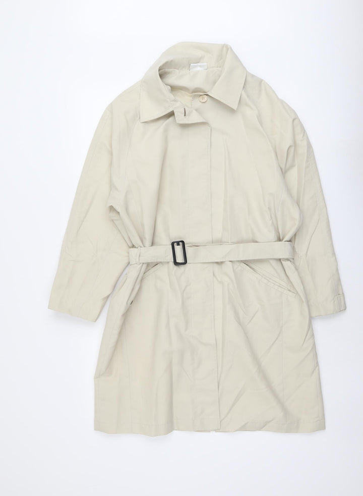 Contex Womens Beige Overcoat Coat Size 12 Button