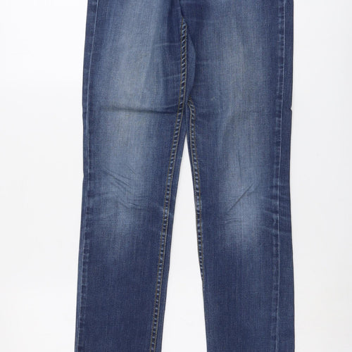 RESERVED Womens Blue Cotton Straight Jeans Size 27 in L32 in Regular Button