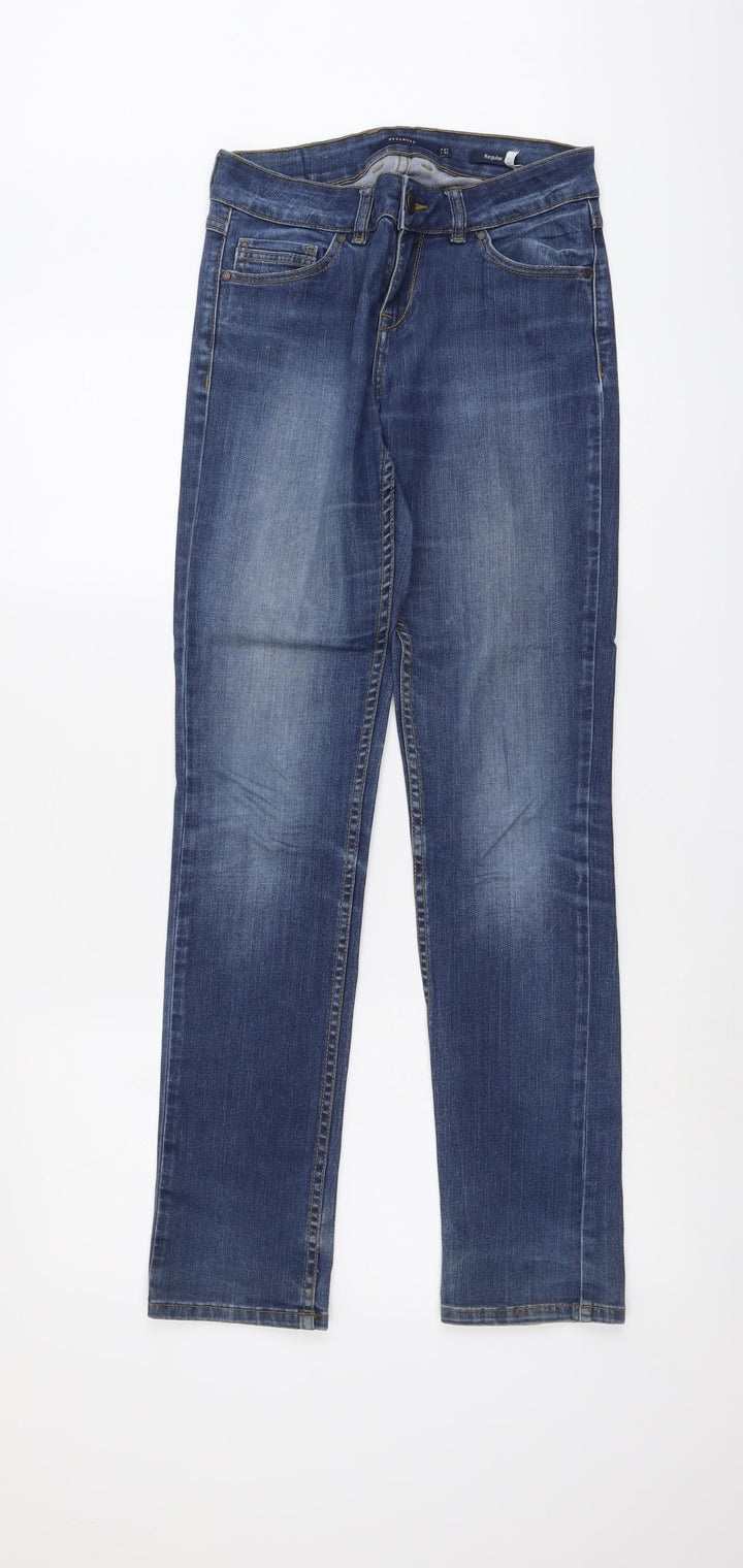 RESERVED Womens Blue Cotton Straight Jeans Size 27 in L32 in Regular Button