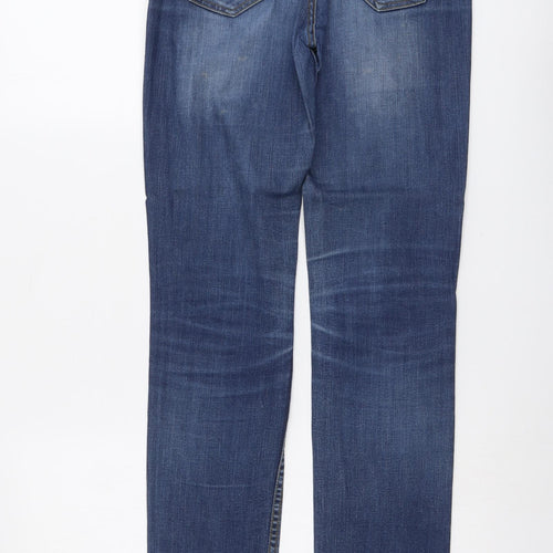 RESERVED Womens Blue Cotton Straight Jeans Size 27 in L32 in Regular Button