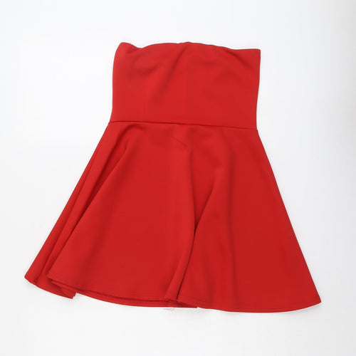 I SAW IT FIRST Womens Red Polyester Fit & Flare Size 10 Square Neck Pullover