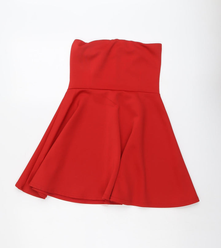 I SAW IT FIRST Womens Red Polyester Fit & Flare Size 10 Square Neck Pullover