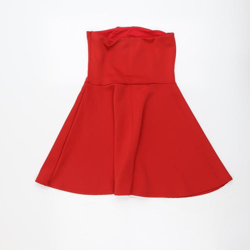 I SAW IT FIRST Womens Red Polyester Fit & Flare Size 10 Square Neck Pullover