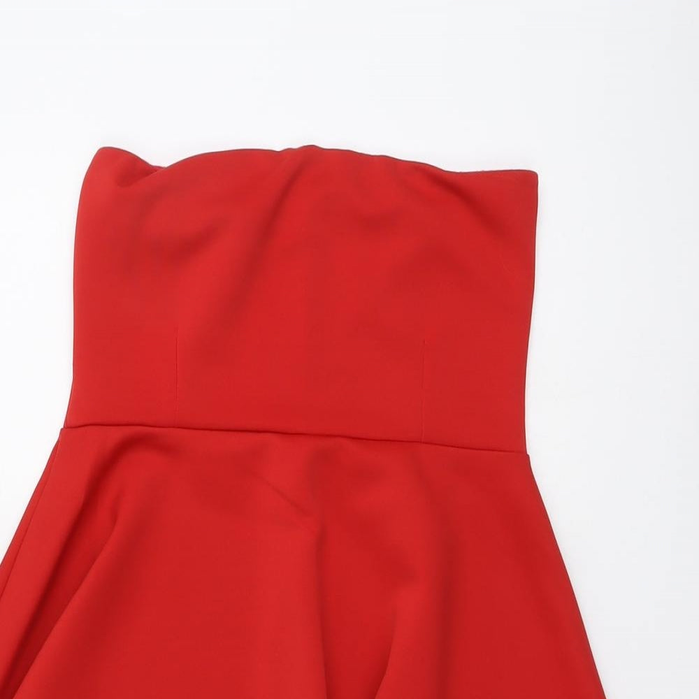 I SAW IT FIRST Womens Red Polyester Fit & Flare Size 10 Square Neck Pullover
