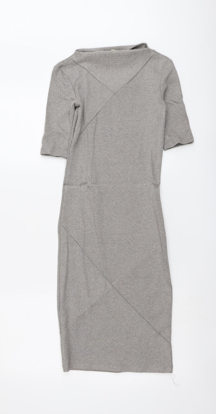 H&M Womens Grey Viscose A-Line Size 6 Boat Neck Pullover
