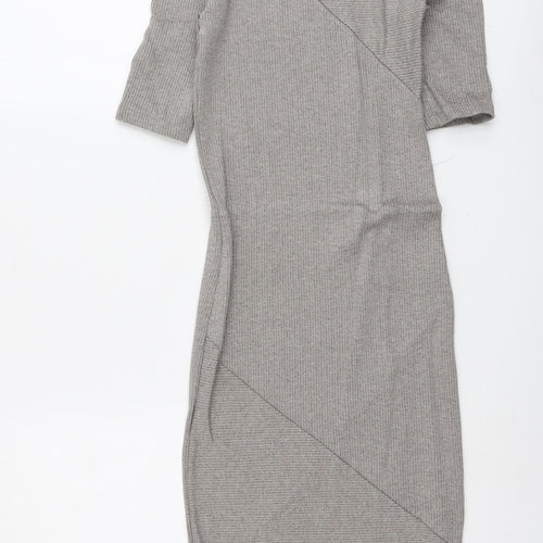 H&M Womens Grey Viscose A-Line Size 6 Boat Neck Pullover