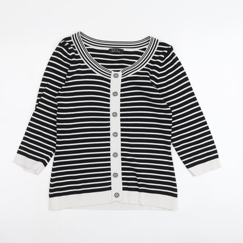 Sky Womens Black Scoop Neck Striped Viscose Pullover Jumper Size XS