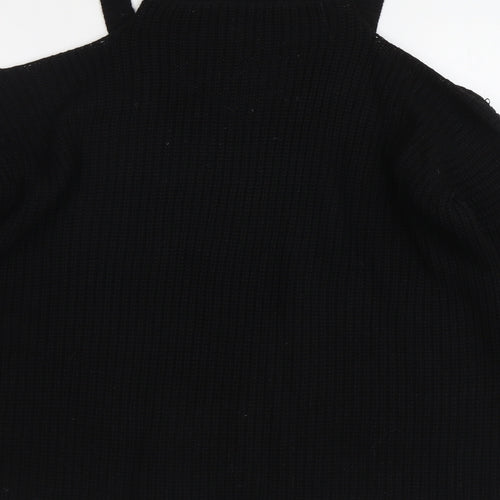 New Look Womens Black Round Neck Acrylic Pullover Jumper Size M - Cold Shoulder