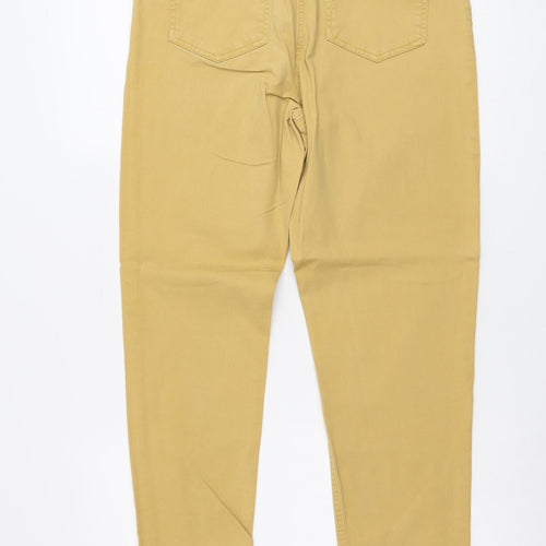 M&Co Womens Beige Cotton Straight Jeans Size 12 L25 in Regular Button