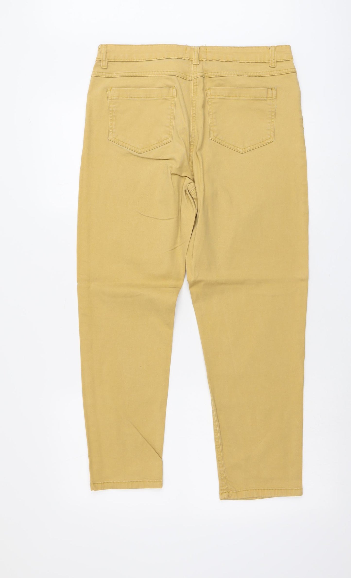 M&Co Womens Beige Cotton Straight Jeans Size 12 L25 in Regular Button