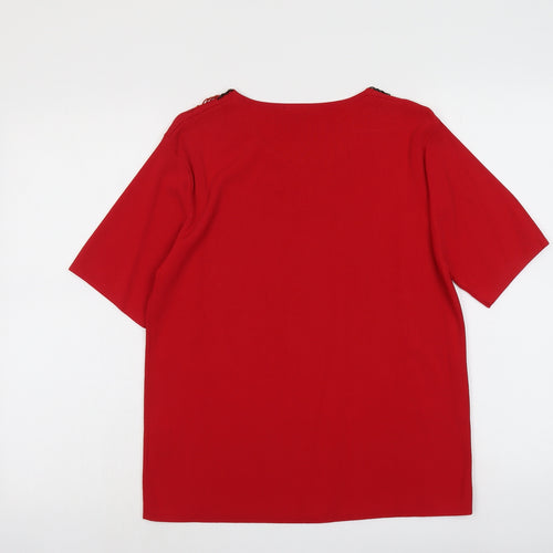 Laura G Womens Red Round Neck Viscose Pullover Jumper Size L