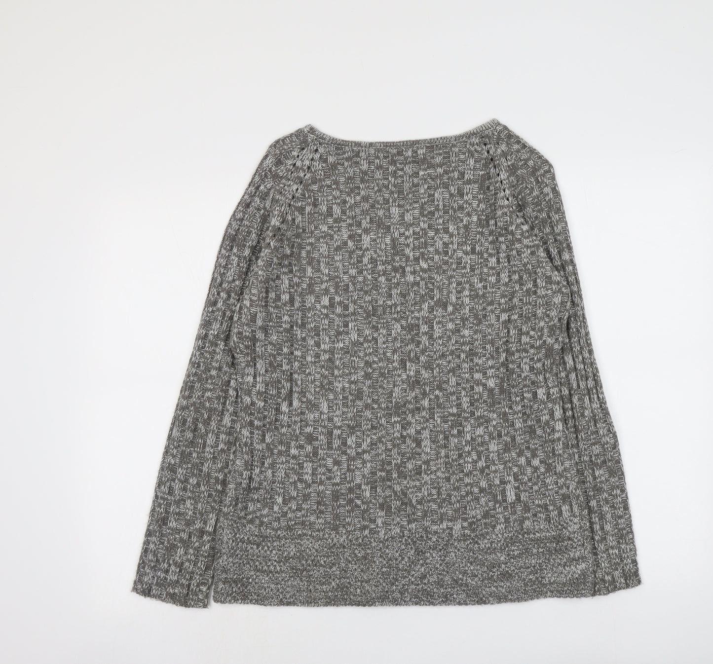 Ellie Louise Womens Grey V-Neck Acrylic Pullover Jumper Size L