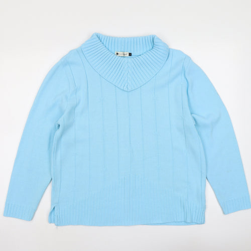 The Yews Womens Blue Round Neck Acrylic Pullover Jumper Size L