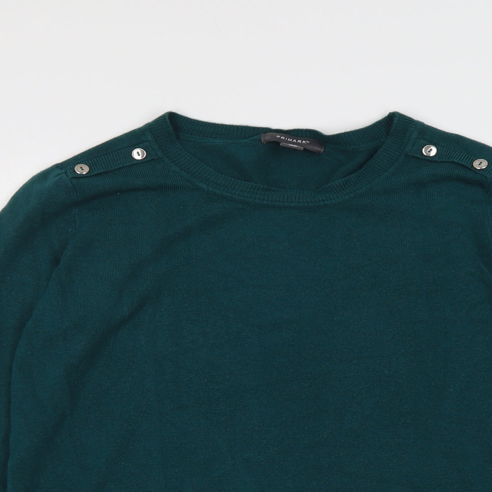 Primark Womens Green Round Neck Acrylic Pullover Jumper Size L