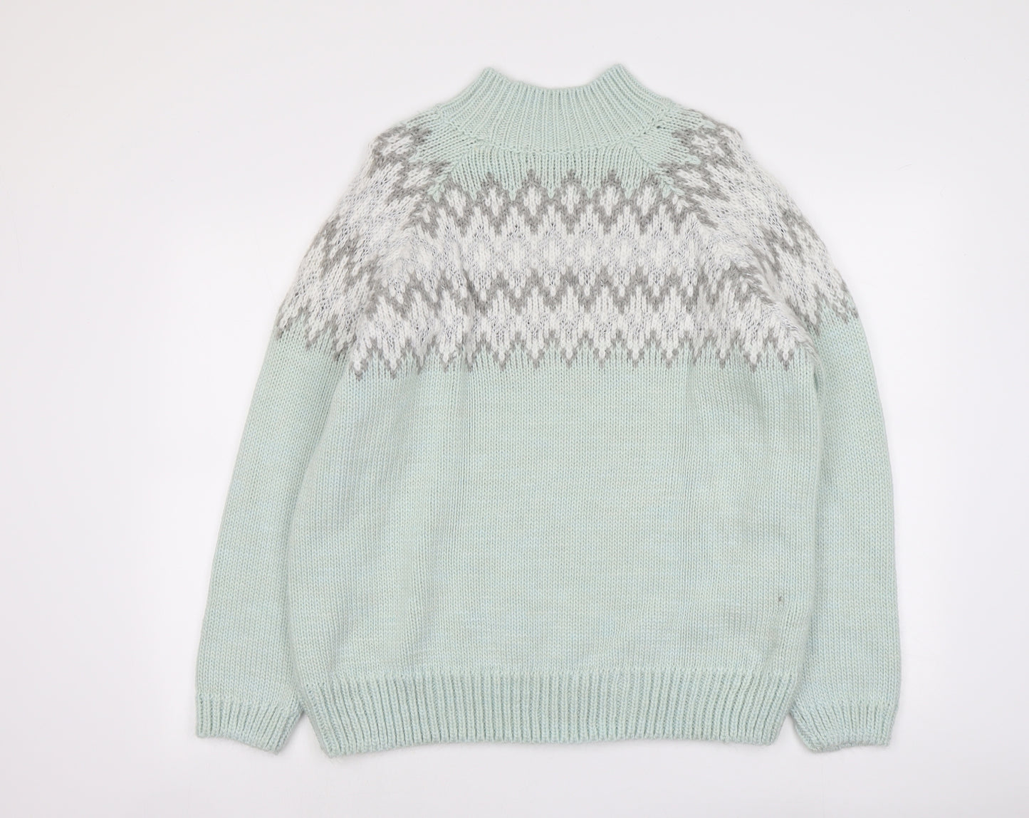 George Womens Green High Neck Geometric Acrylic Pullover Jumper Size 22