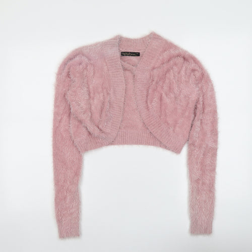 Patty Moon Womens Pink V-Neck Polyamide Cardigan Jumper Size S