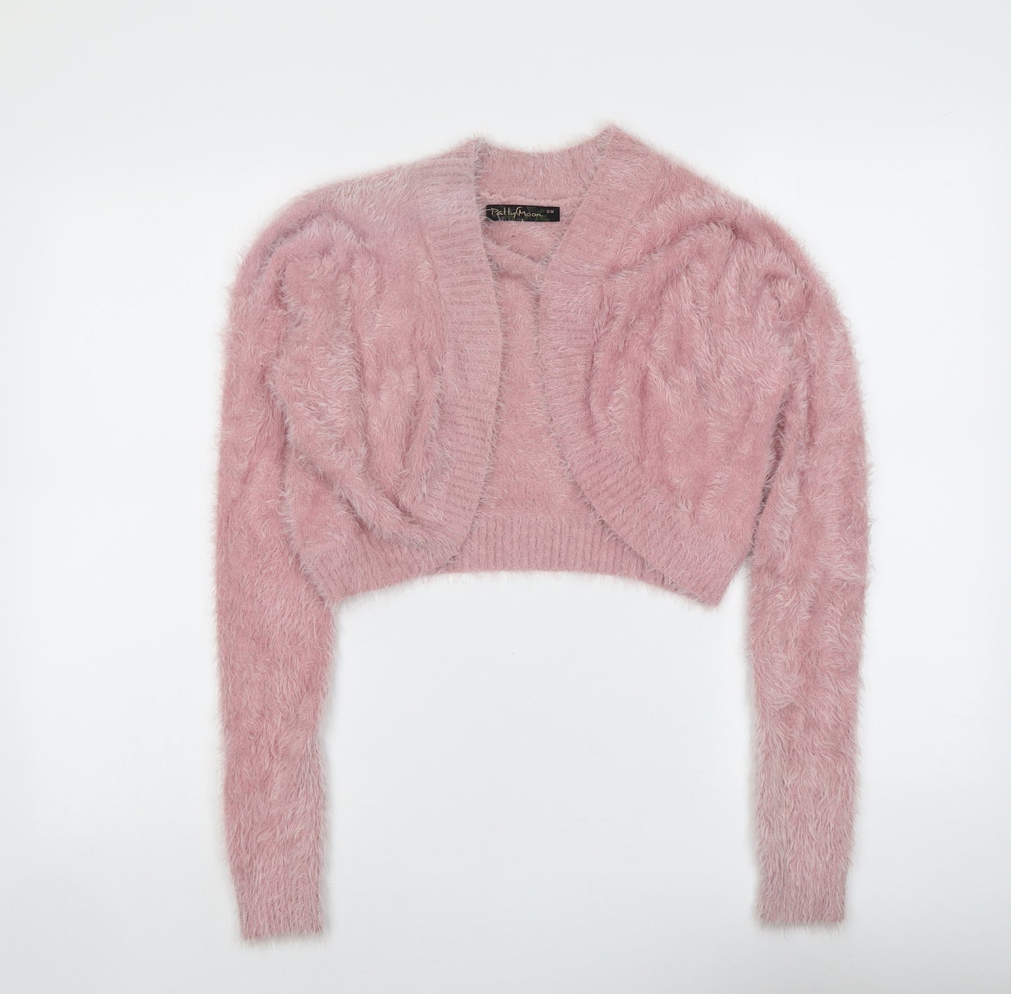 Patty Moon Womens Pink V-Neck Polyamide Cardigan Jumper Size S