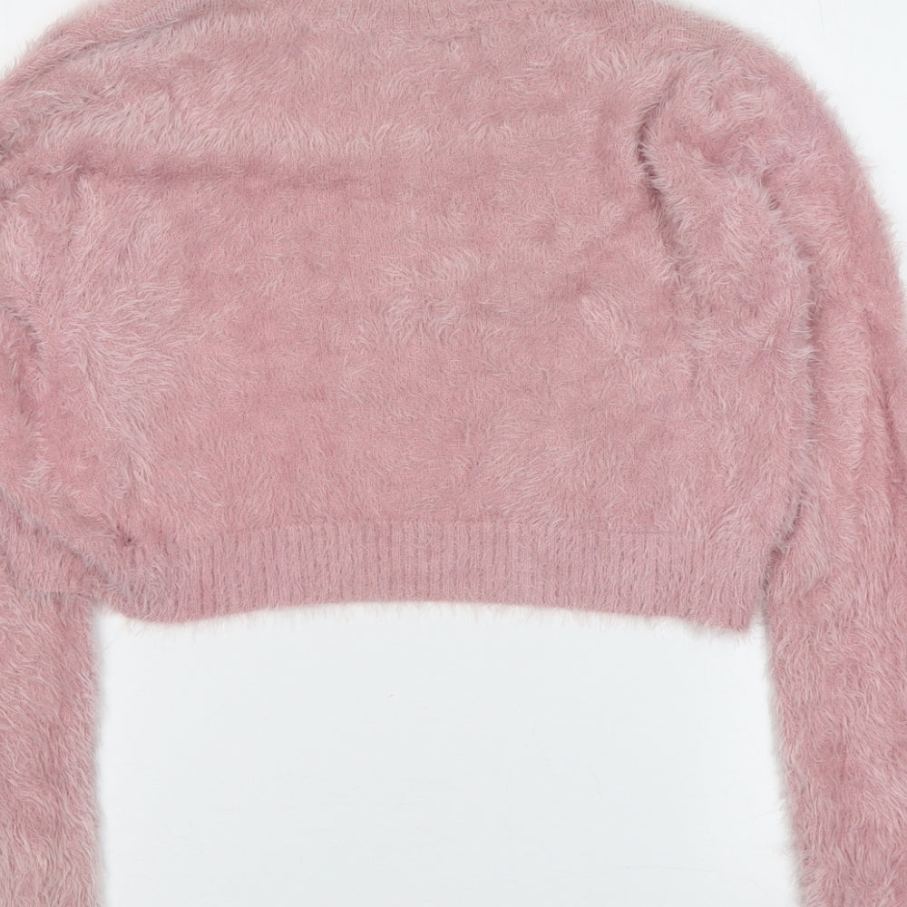 Patty Moon Womens Pink V-Neck Polyamide Cardigan Jumper Size S