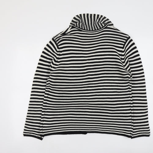 Just Elegance Womens Black Collared Striped Acrylic Cardigan Jumper Size L - Size L/XL