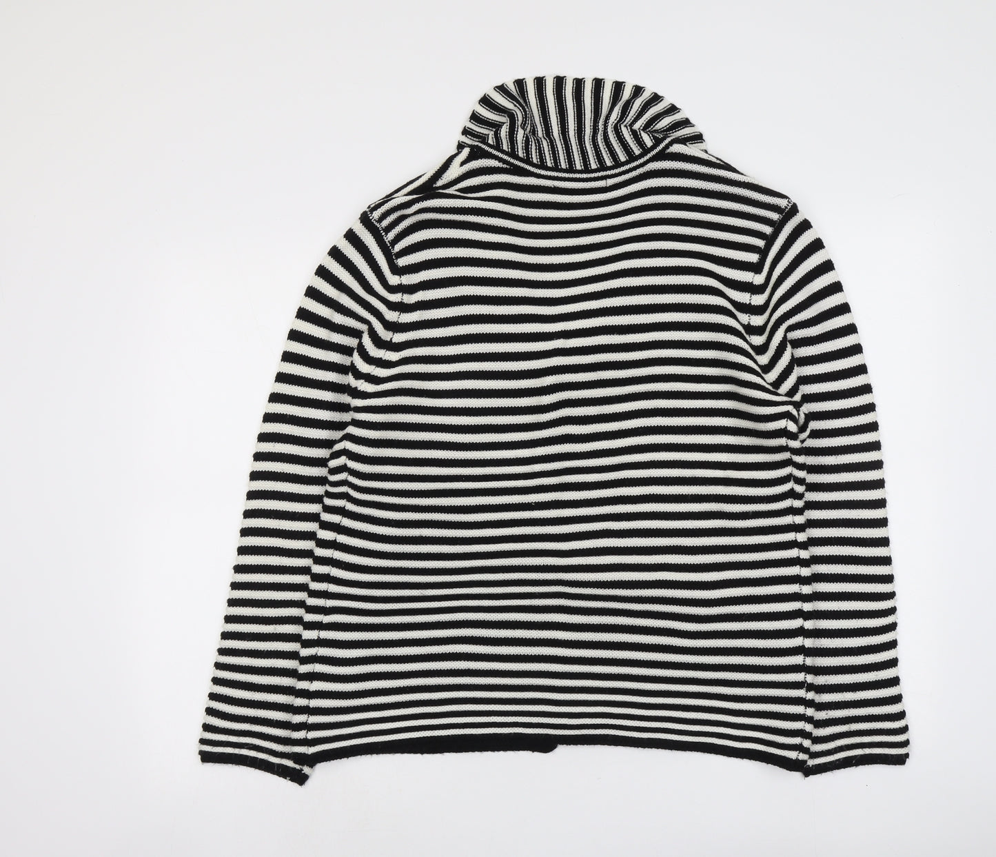 Just Elegance Womens Black Collared Striped Acrylic Cardigan Jumper Size L - Size L/XL