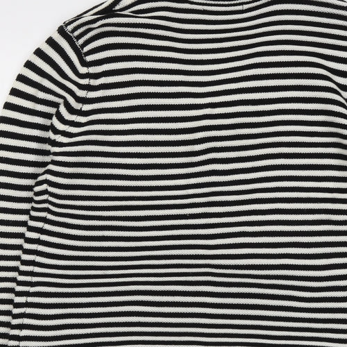 Just Elegance Womens Black Collared Striped Acrylic Cardigan Jumper Size L - Size L/XL