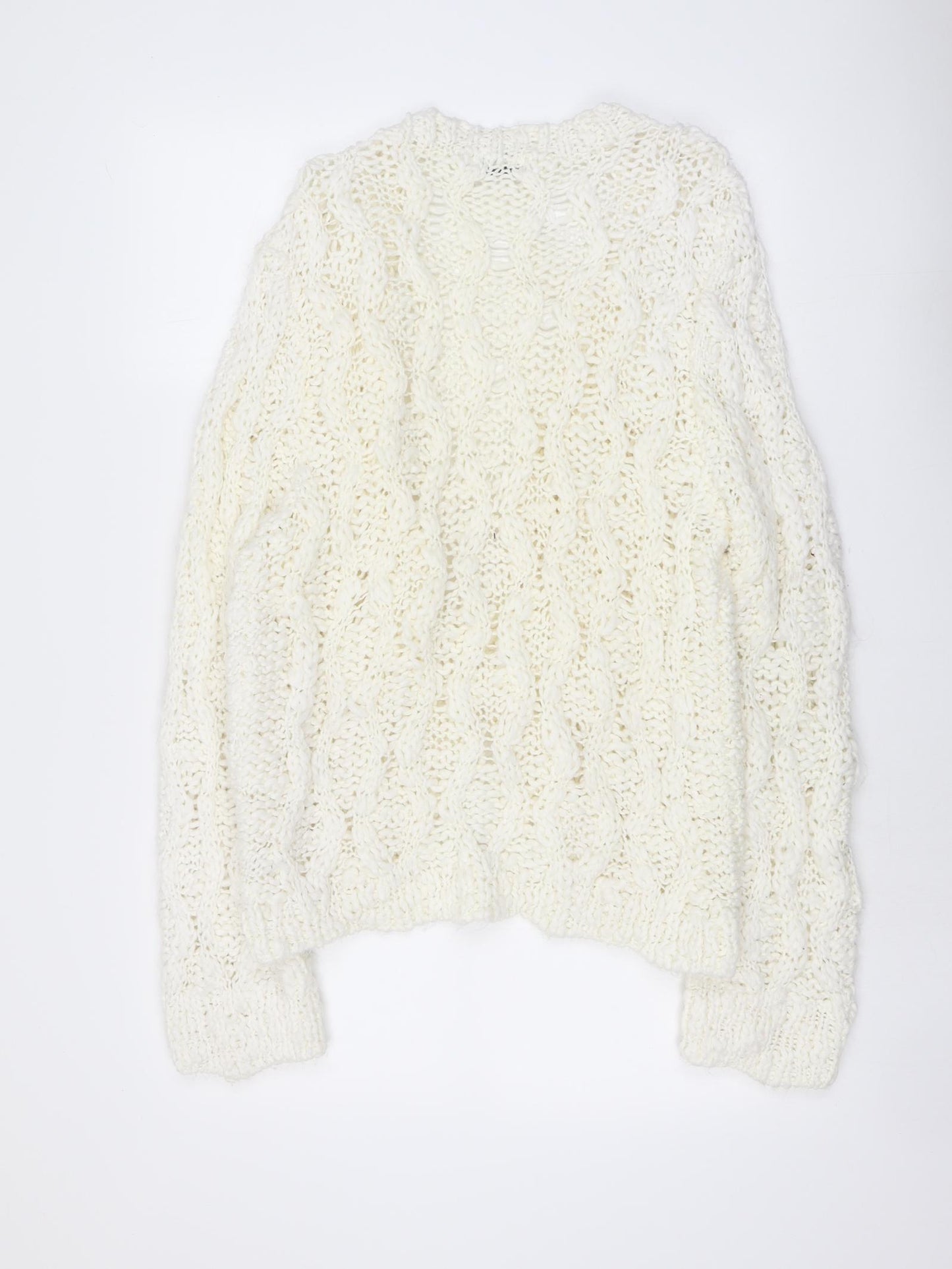 Cherokee Womens Ivory V-Neck Acrylic Cardigan Jumper Size 18