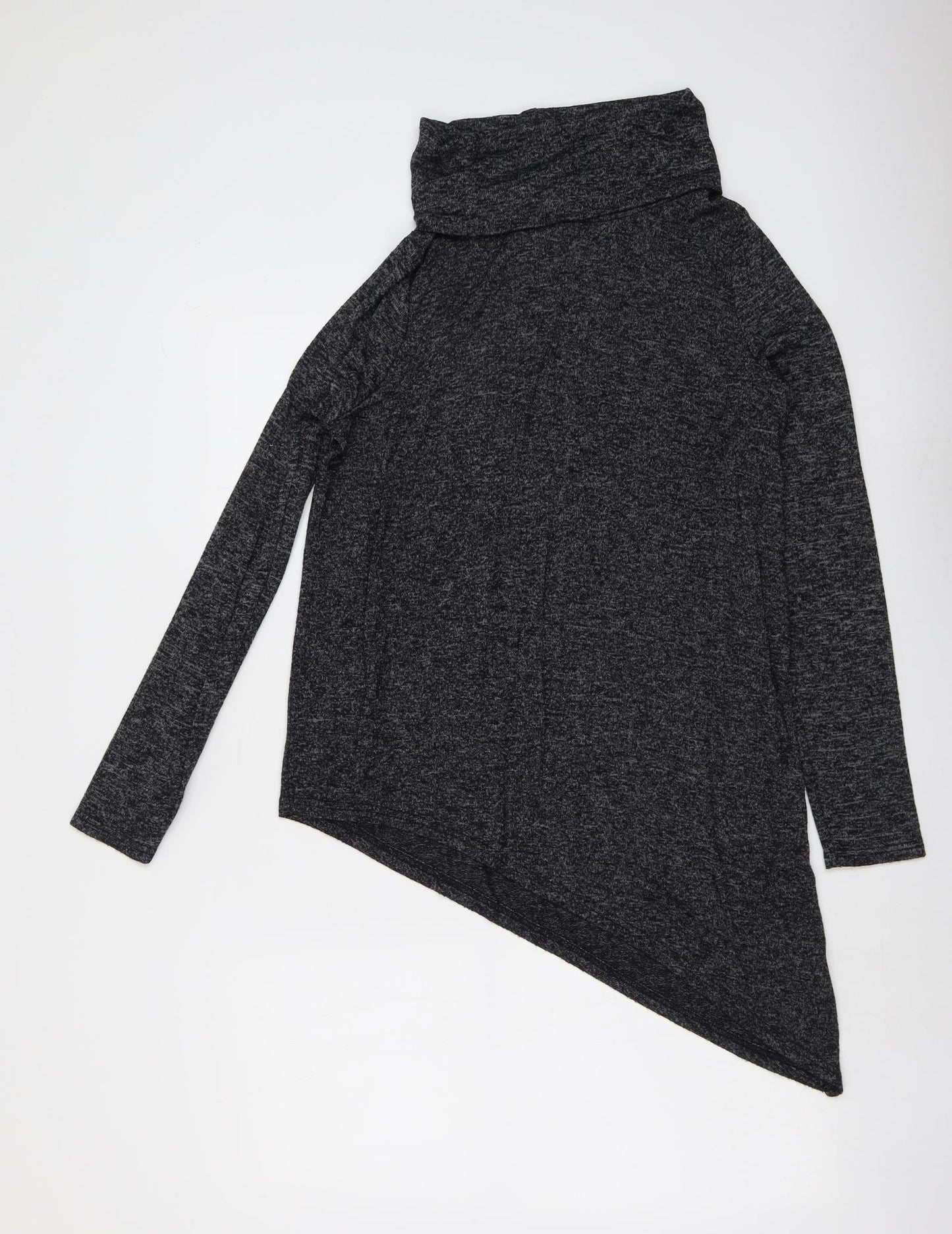 New Look Womens Grey Roll Neck Viscose Pullover Jumper Size 10 - Asymmetric