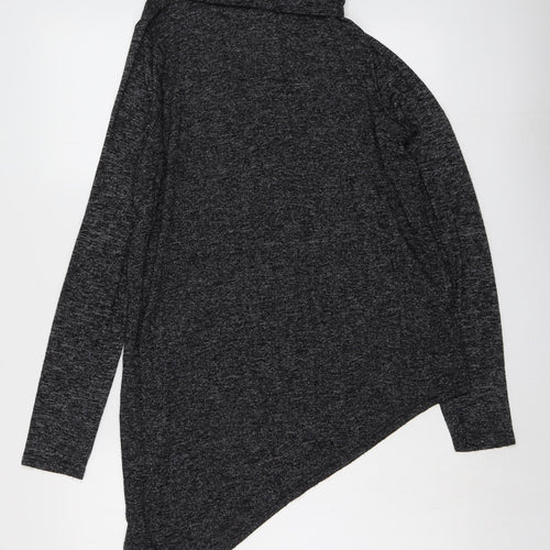 New Look Womens Grey Roll Neck Viscose Pullover Jumper Size 10 - Asymmetric