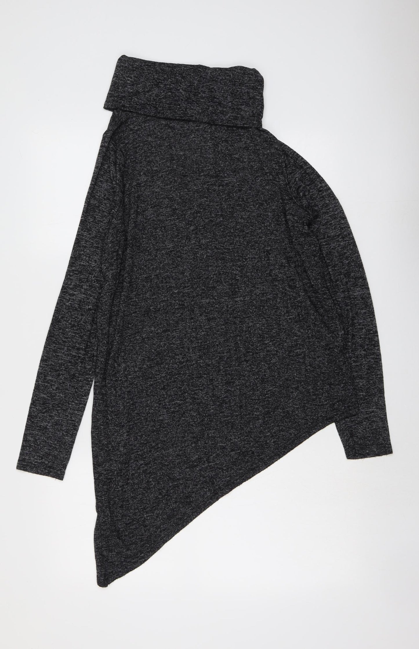New Look Womens Grey Roll Neck Viscose Pullover Jumper Size 10 - Asymmetric