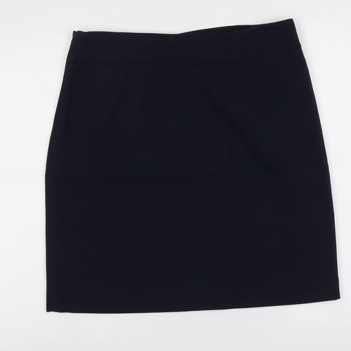 Cortefiel Womens Blue Polyester A-Line Skirt Size L Zip