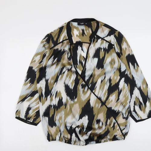 Wallis Womens Multicoloured Geometric Polyester Basic Blouse Size S V-Neck