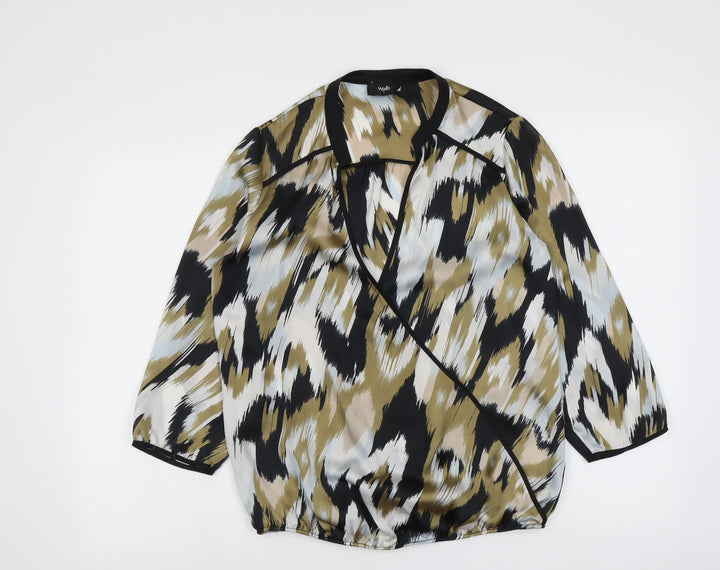 Wallis Womens Multicoloured Geometric Polyester Basic Blouse Size S V-Neck