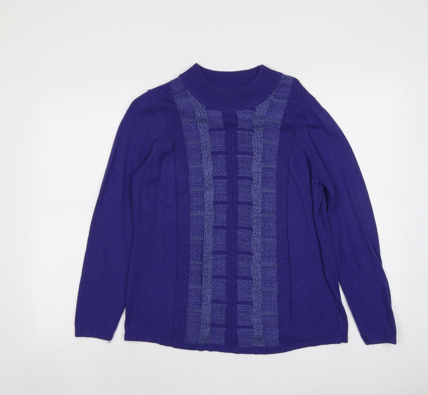 Bonmarché Womens Blue Round Neck Acrylic Pullover Jumper Size M