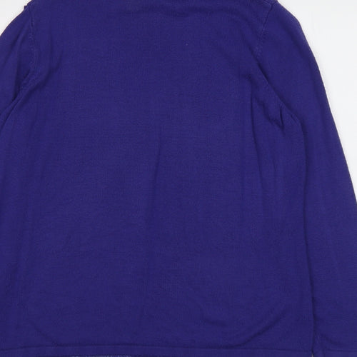 Bonmarché Womens Blue Round Neck Acrylic Pullover Jumper Size M