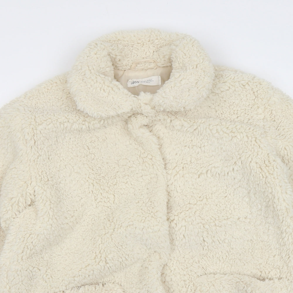 H&M Girls Ivory Jacket Size 10-11 Years Button - Teddy Bear Style