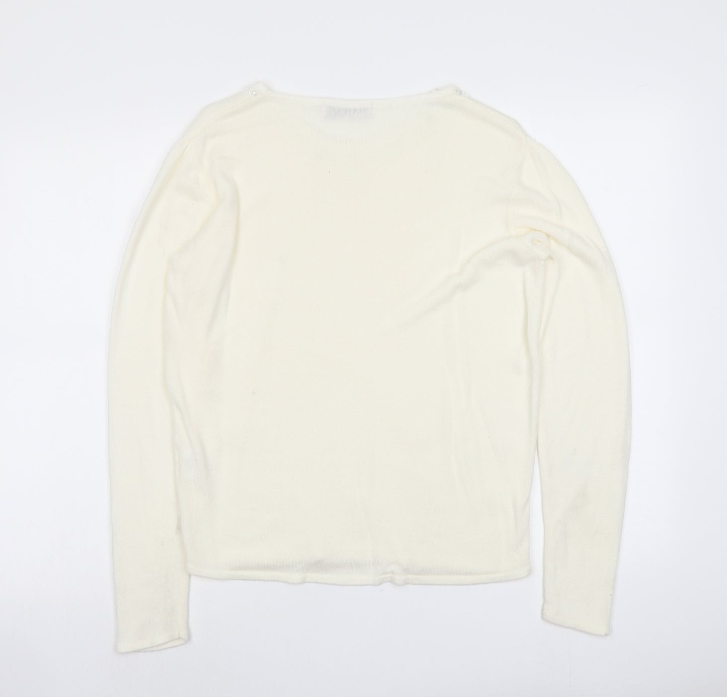 Pure&Natural Womens Ivory Round Neck Acrylic Pullover Jumper Size 14