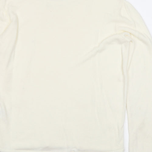 Pure&Natural Womens Ivory Round Neck Acrylic Pullover Jumper Size 14