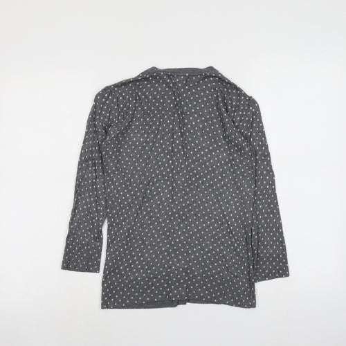 TU Womens Grey V-Neck Polka Dot Viscose Cardigan Jumper Size 8