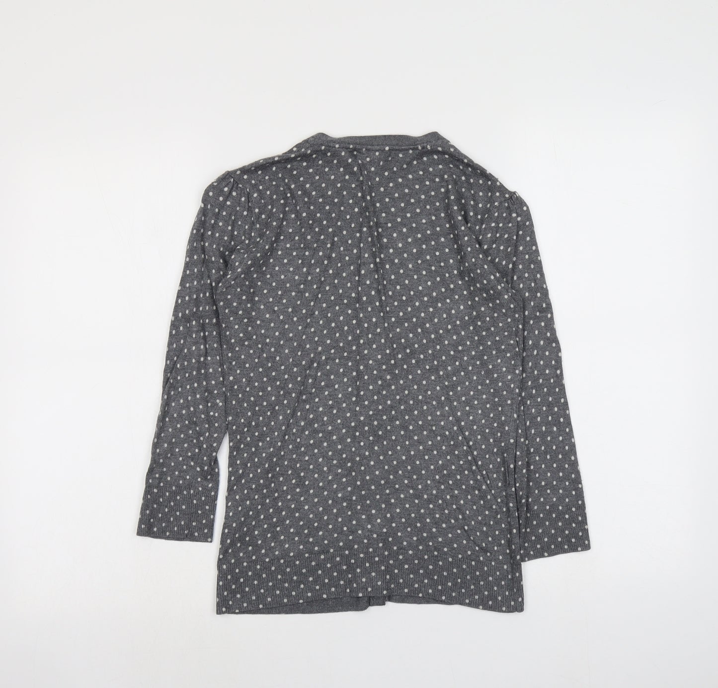TU Womens Grey V-Neck Polka Dot Viscose Cardigan Jumper Size 8