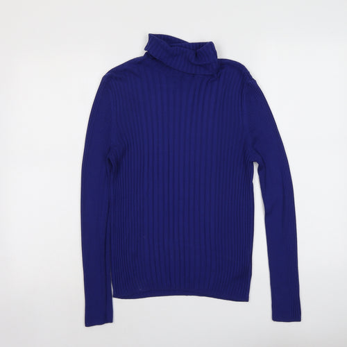 Cooperative Womens Blue Roll Neck Viscose Pullover Jumper Size M