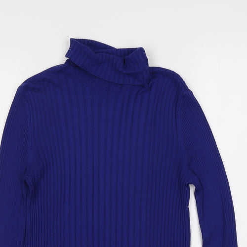 Cooperative Womens Blue Roll Neck Viscose Pullover Jumper Size M