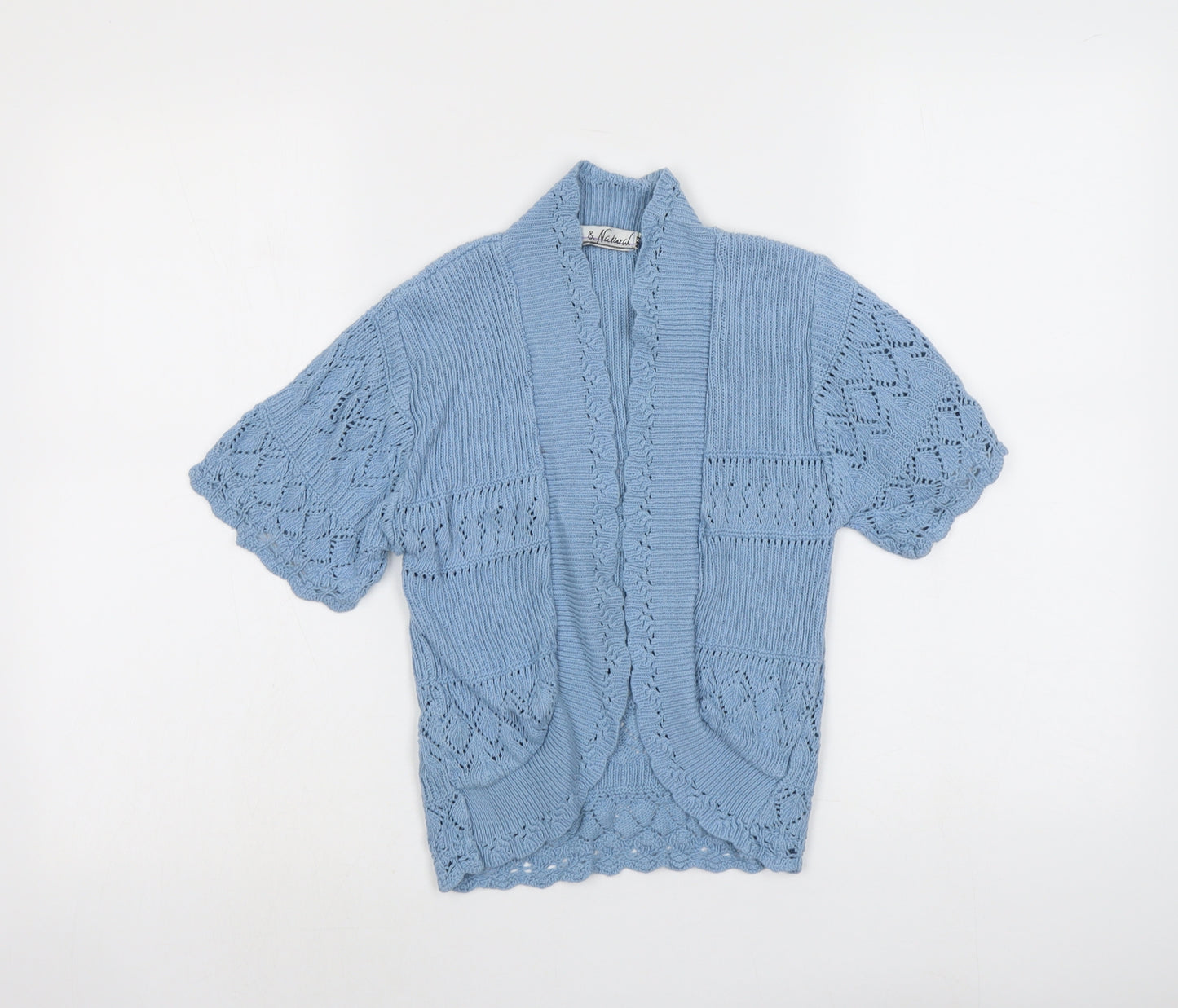 Pure&Natural Womens Blue V-Neck Cotton Cardigan Jumper Size M