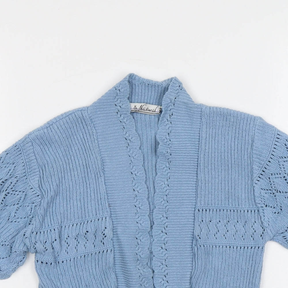 Pure&Natural Womens Blue V-Neck Cotton Cardigan Jumper Size M