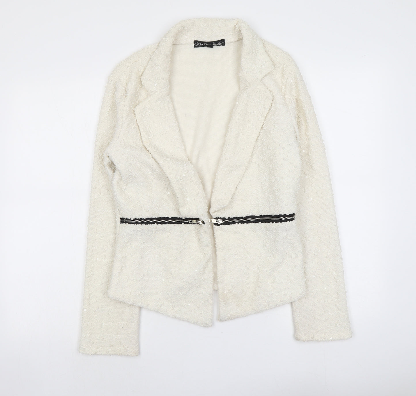 Mela London Womens Ivory Jacket Size 12 Hook & Eye