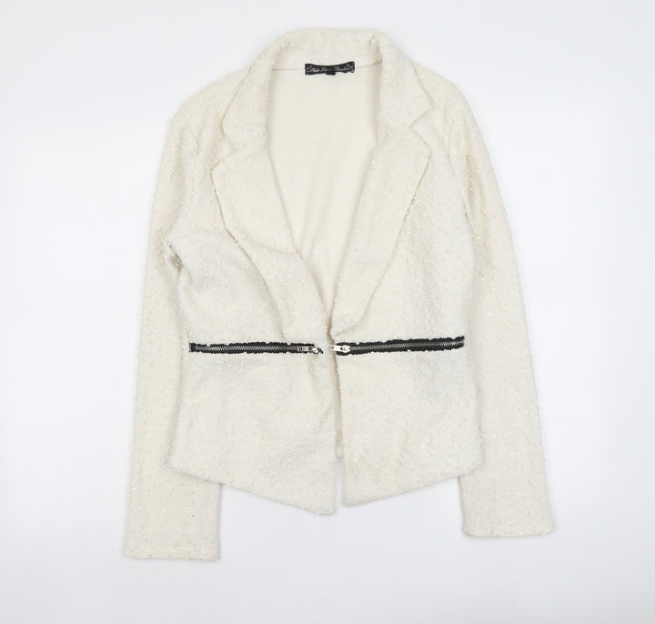 Mela London Womens Ivory Jacket Size 12 Hook & Eye